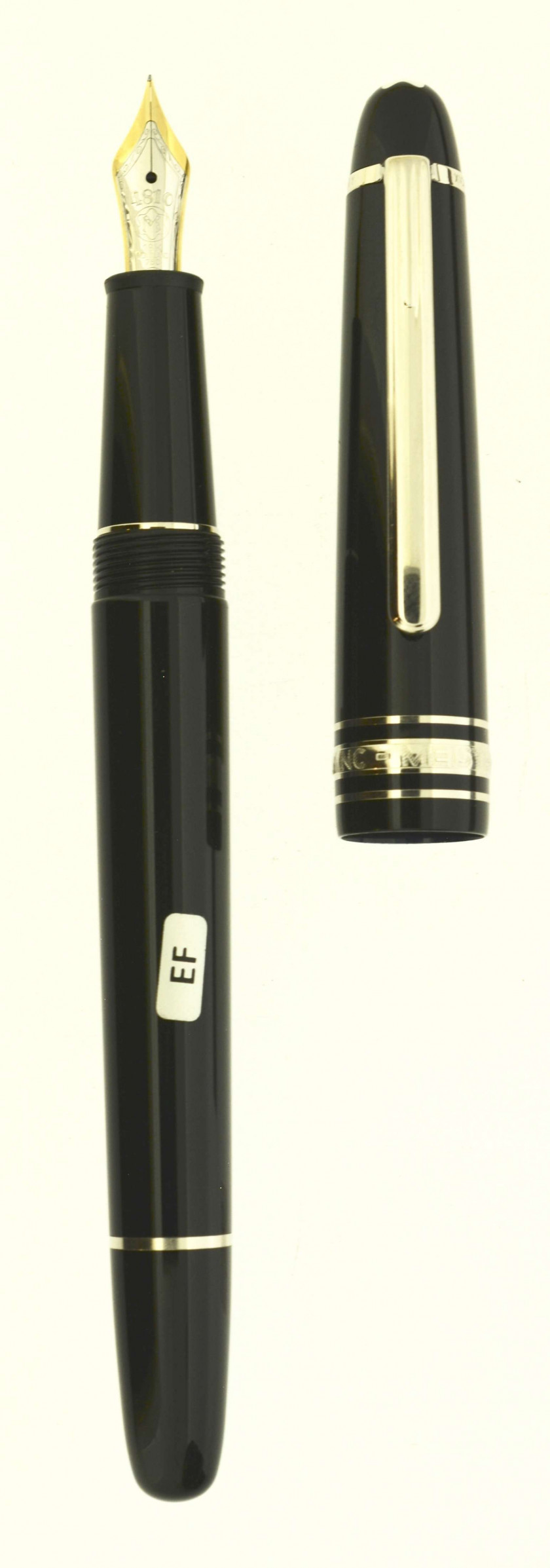 MONTBLANC Stylo plume Meisterstück Classique 145 P Chopin. Résine noire et attributs plaqué platine. Plume en or 18 carats extra-fine