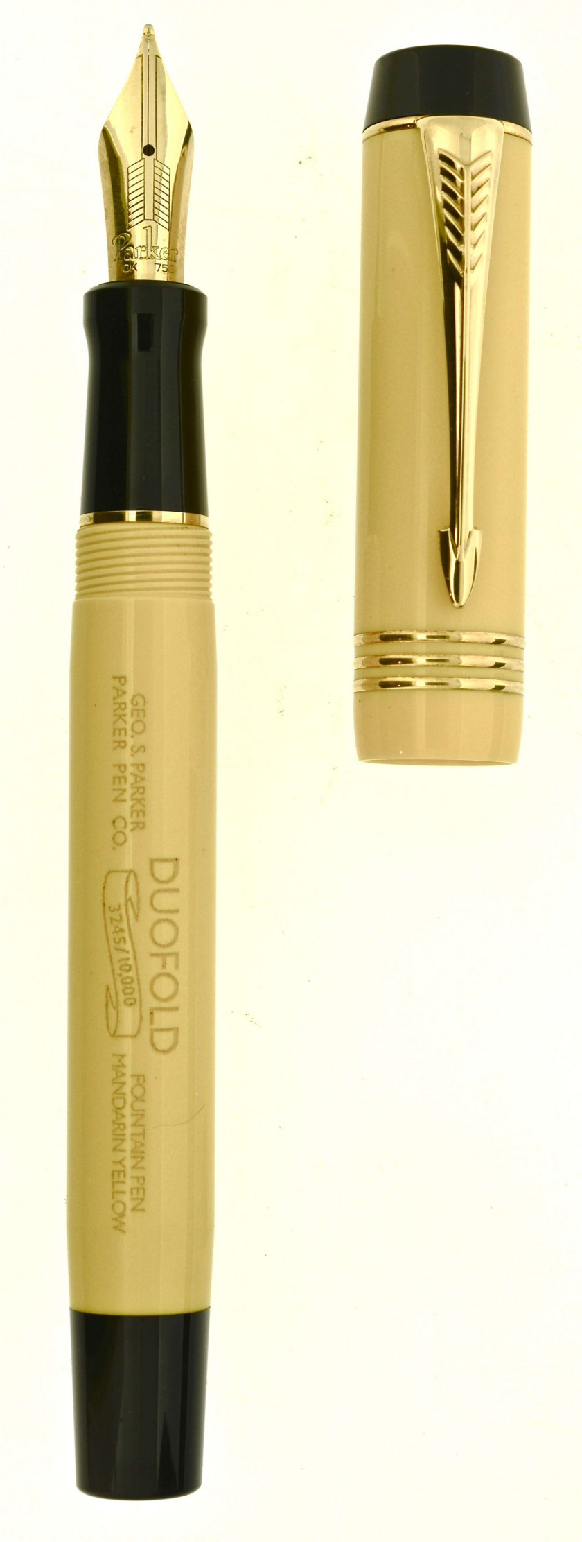 PARKER Stylo plume série limitée Duofold Mandarin sortir en 1995, à 10000 exemplaires (n°3245), réédition du célèbre modèle Jaune...