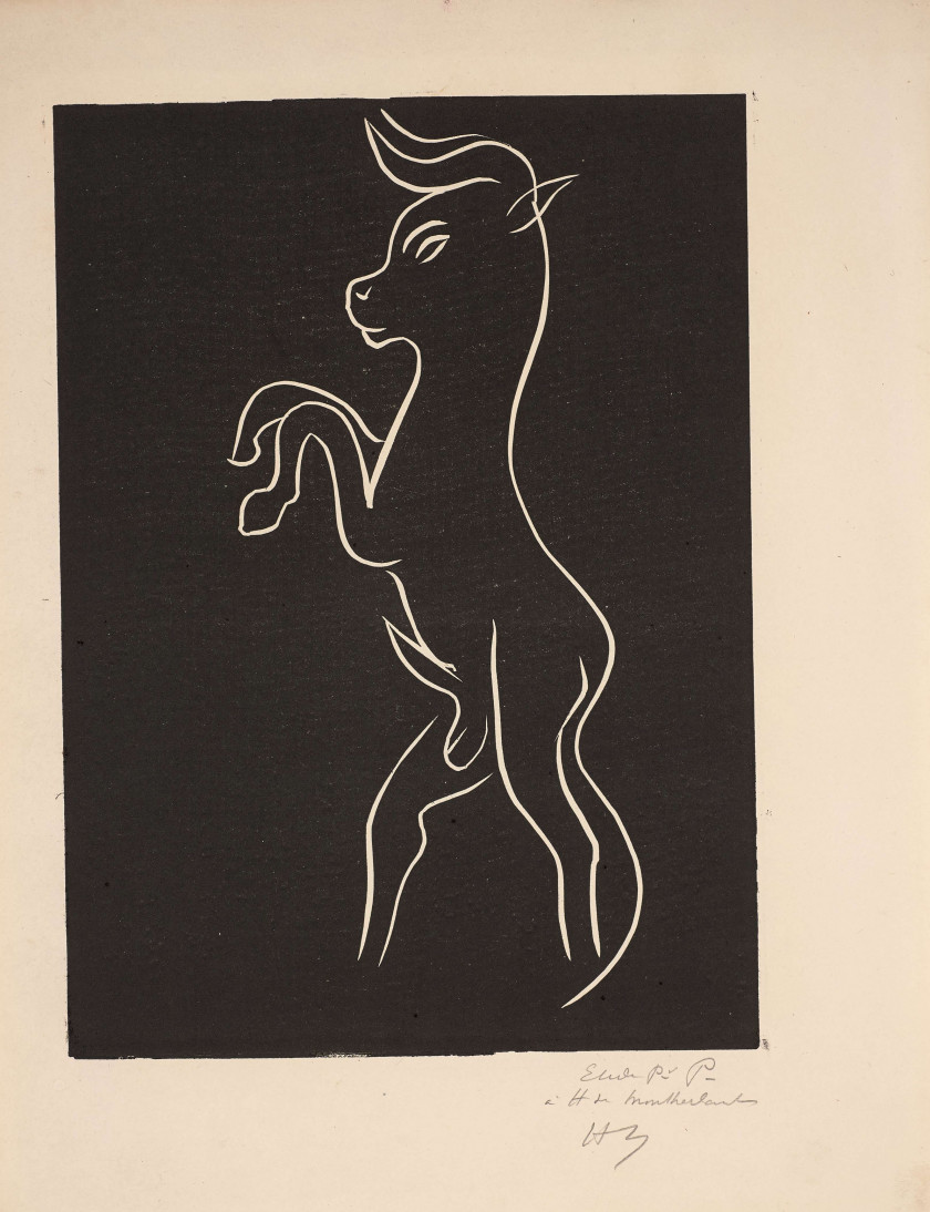 Henri MATISSE 1869-1954 Sans titre - 1944 Linogravure en noir