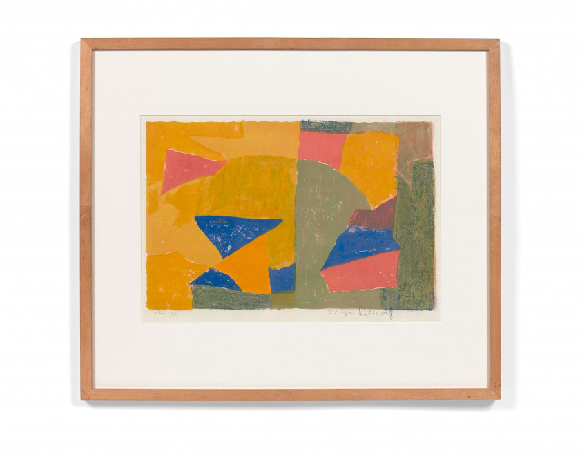 Serge POLIAKOFF 1900 - 1969 Composition jaune, verte, bleue et rouge - 1956