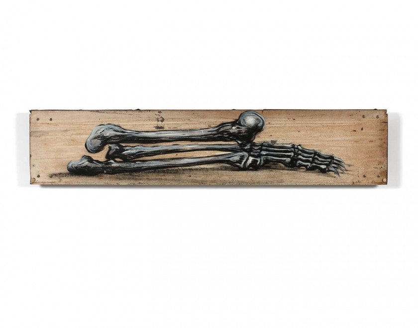 ROA Belge - Né en 1975 Bear Leg - 2011 Peinture aérosol et peinture laquée sur métal