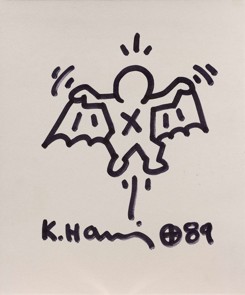 Keith HARING (Américain - 1958 - 1990) Sans titre - 1989 Marqueurs sur papier