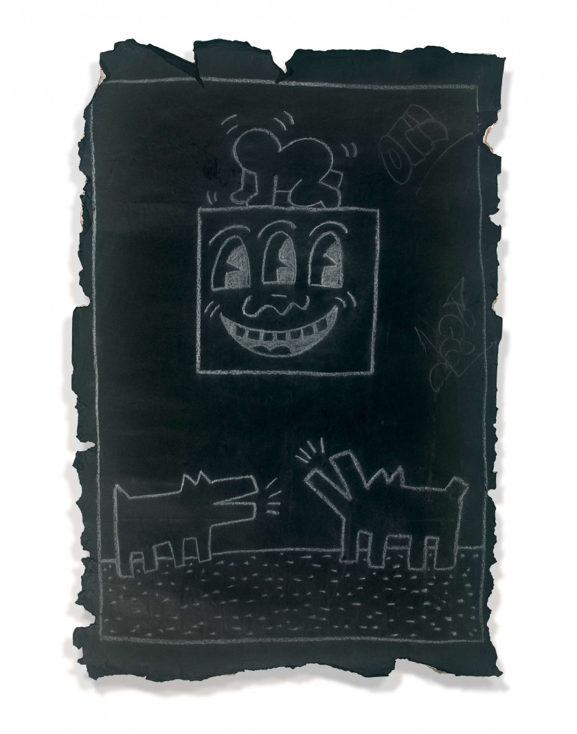 Keith HARING Américain - 1958 - 1990 Untitled - Circa 1983 Craie sur affiches de métro new-yorkais
