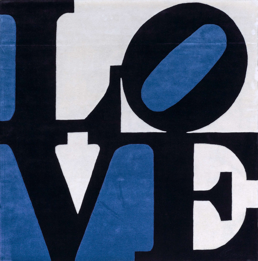 D'après Robert INDIANA 1928-2018 Chosen love (Estonian love) - 1995 Tapis en laine