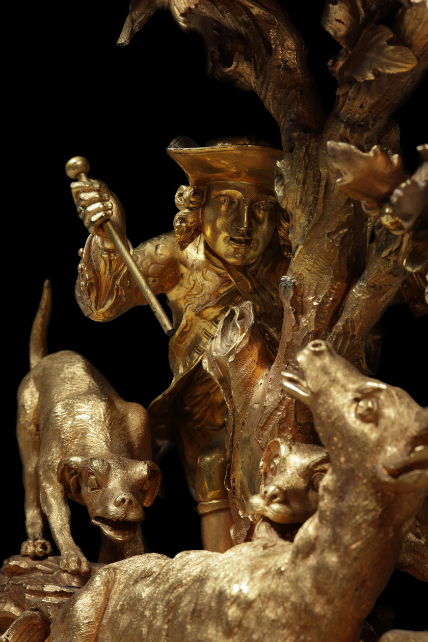 PENDULE AU CERF D'ÉPOQUE LOUIS XV Attribuée à l'atelier de Jean-Joseph de Saint Germain