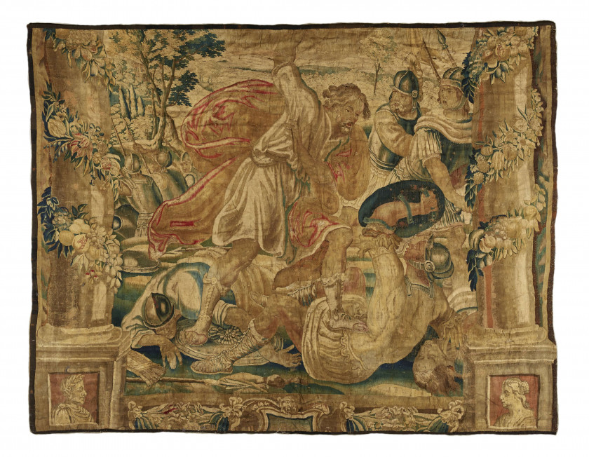 FRAGMENT DE TAPISSERIE FLAMANDE DU XVIIe SIÈCLE