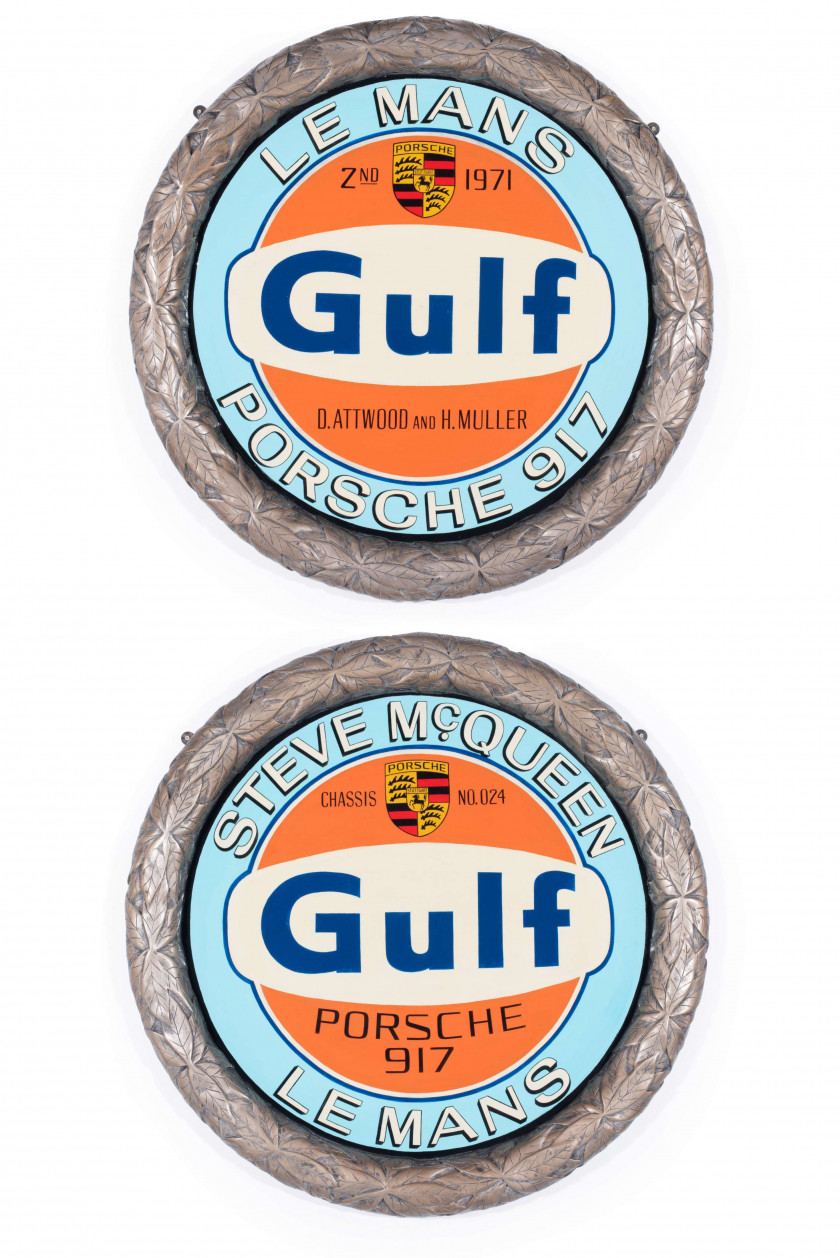 GULF - PORSCHE 917  Deux plaques décoratives