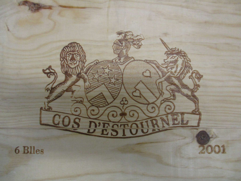 6 bouteilles CHÂTEAU COS D'ESTOURNEL 2001 2è GC Saint Estèphe Caisse bois d'origine