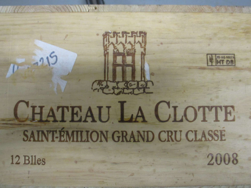 12 bouteilles CHÂTEAU LA CLOTTE 2008 GC Saint Emilion Caisse bois d'origine