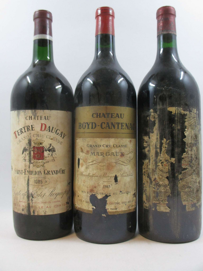 6 magnums 2 mags : CHÂTEAU TERTRE DAUGAY 1985 GC Saint Emilion (étiquettes abimées)