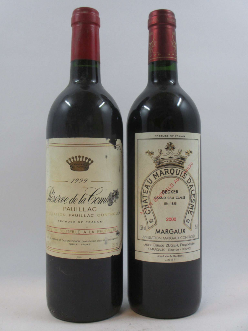 12 bouteilles 6 bts : CHÂTEAU MARQUIS D'ALESME BECKER 2000 3è GC Margaux