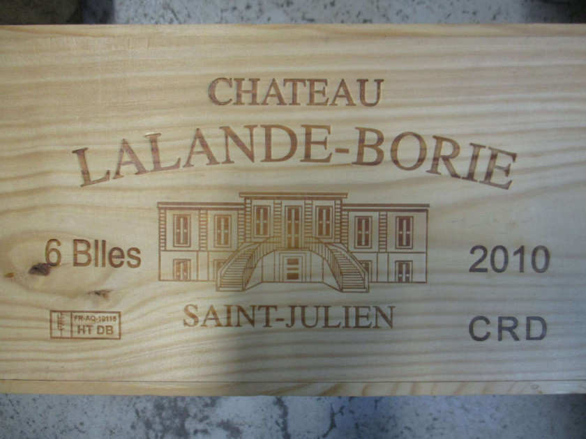 6 bouteilles CHÂTEAU LALANDE BORIE 2010 Saint Juilen Caisse bois d'origine