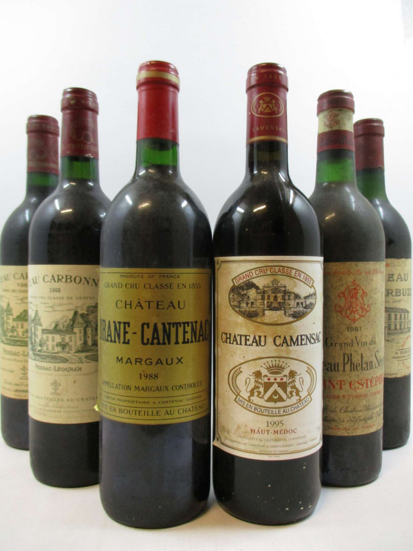 6 bouteilles 1 bt : CHÂTEAU CARBONNIEUX 1989 CC Pessac Léognan (étiquette léger abimée)