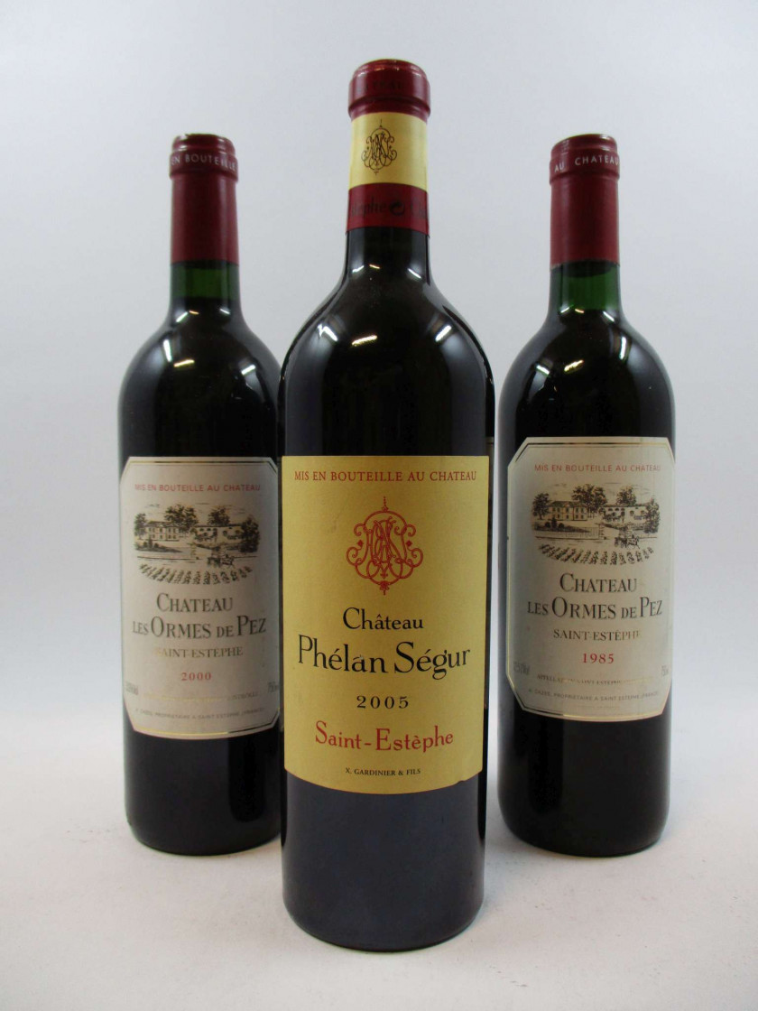 8 bouteilles 1 bt : CHÂTEAU LES ORMES DE PEZ 1985 Saint Estèphe (base goulot)