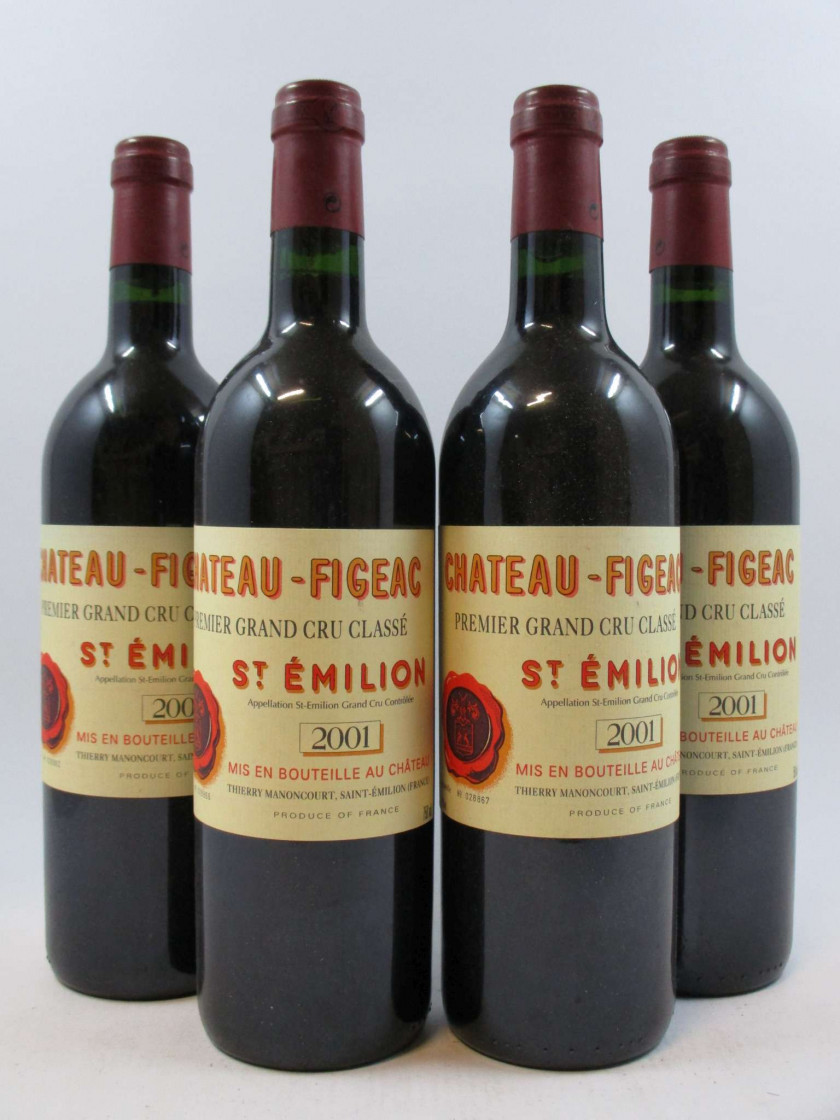 4 bouteilles CHÂTEAU FIGEAC 2001 1er GCC (B) Saint Emilion