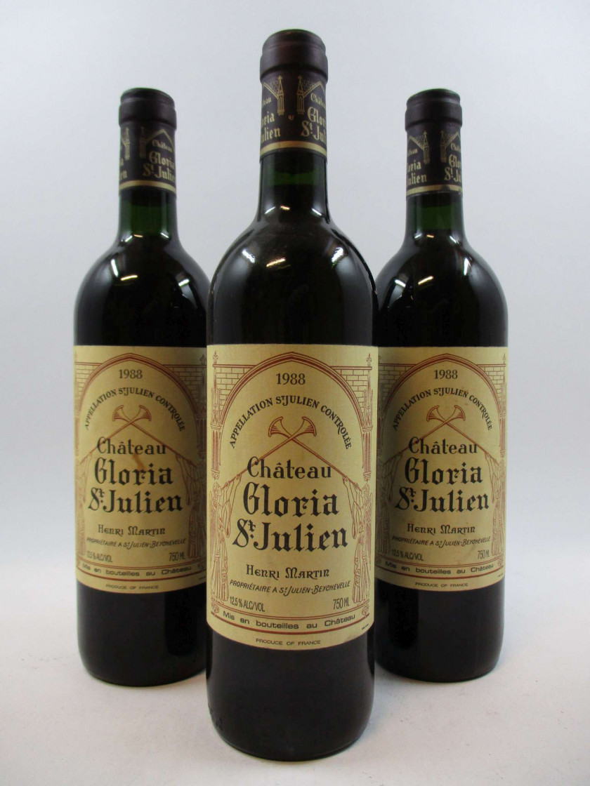 6 bouteilles CHÂTEAU GLORIA 1988 Saint Julien (1 base goulot
