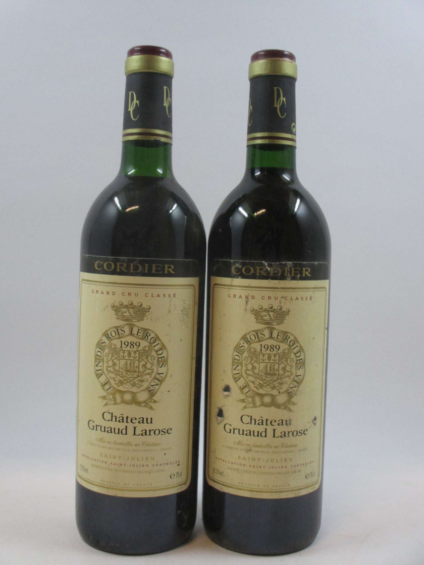 5 bouteilles CHÂTEAU GRUAUD LAROSE 1989 2è GC Saint Julien (2 légèrement bas