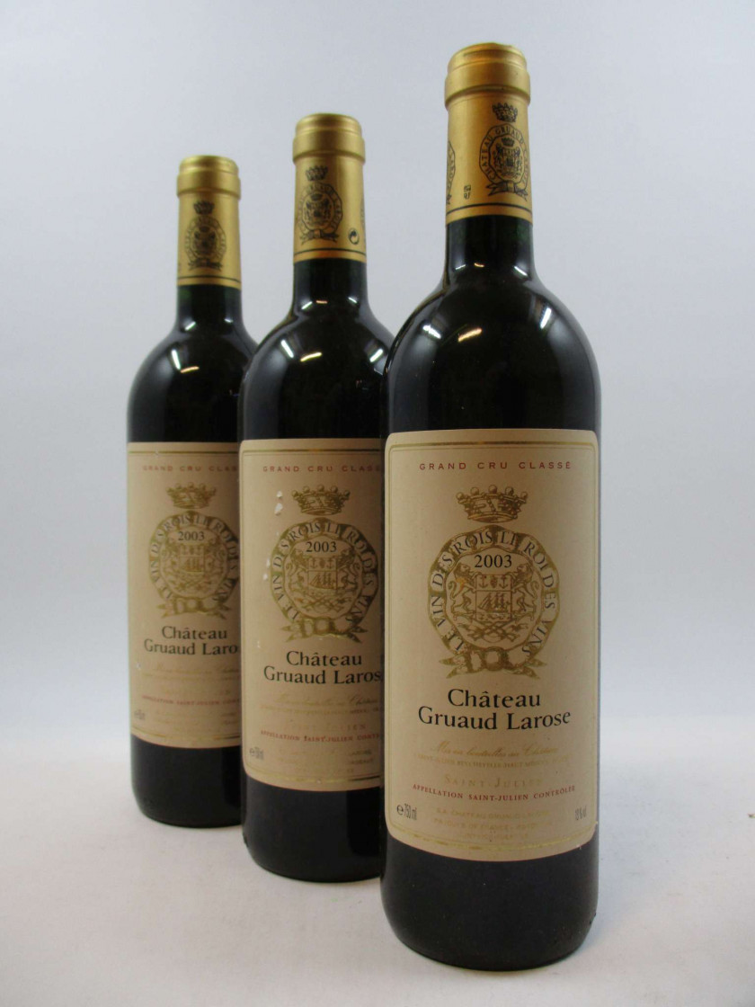 6 bouteilles CHÂTEAU GRUAUD LAROSE 2003 2è GC Saint Julien (étiquettes fanées