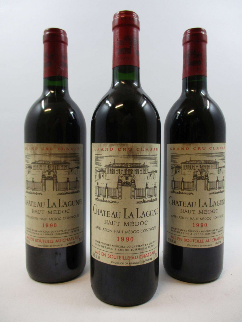 6 bouteilles CHÂTEAU LA LAGUNE 1990 3è GC Haut Médoc (base goulot
