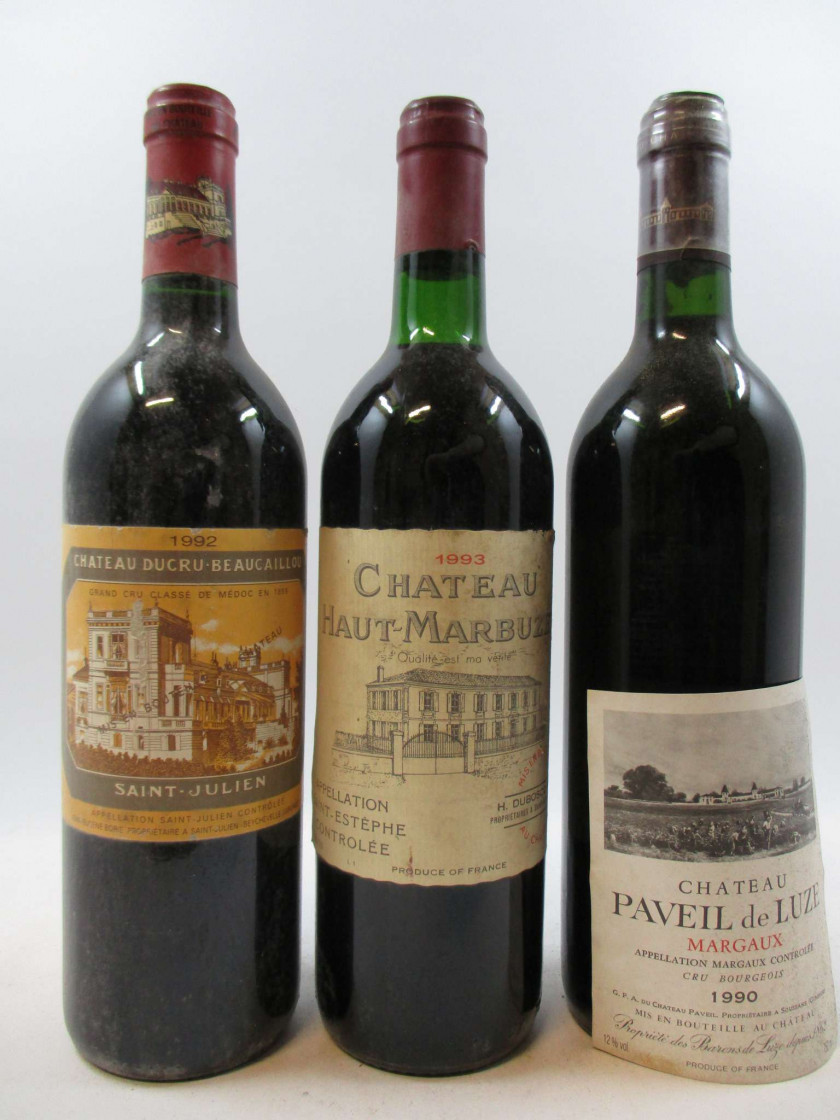 5 bouteilles 1 bt : CHÂTEAU DUCRU BEAUCAILLOU 1992 2è GC Saint Julien (étiquette léger abimée)