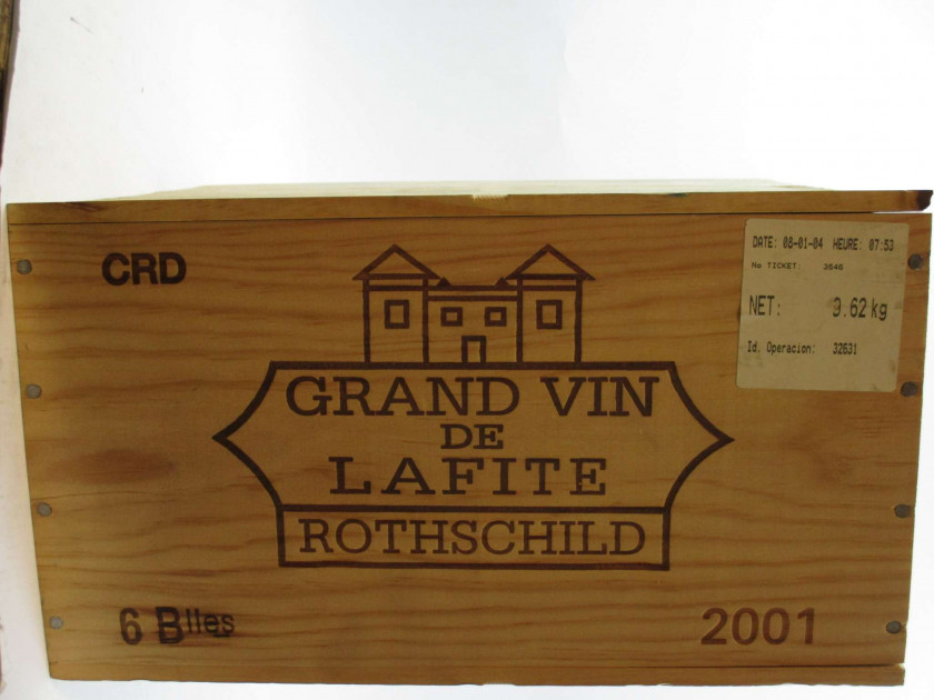 6 bouteilles CHÂTEAU LAFITE ROTHSCHILD 2001 1er GC Pauillac Caisse bois d'origine