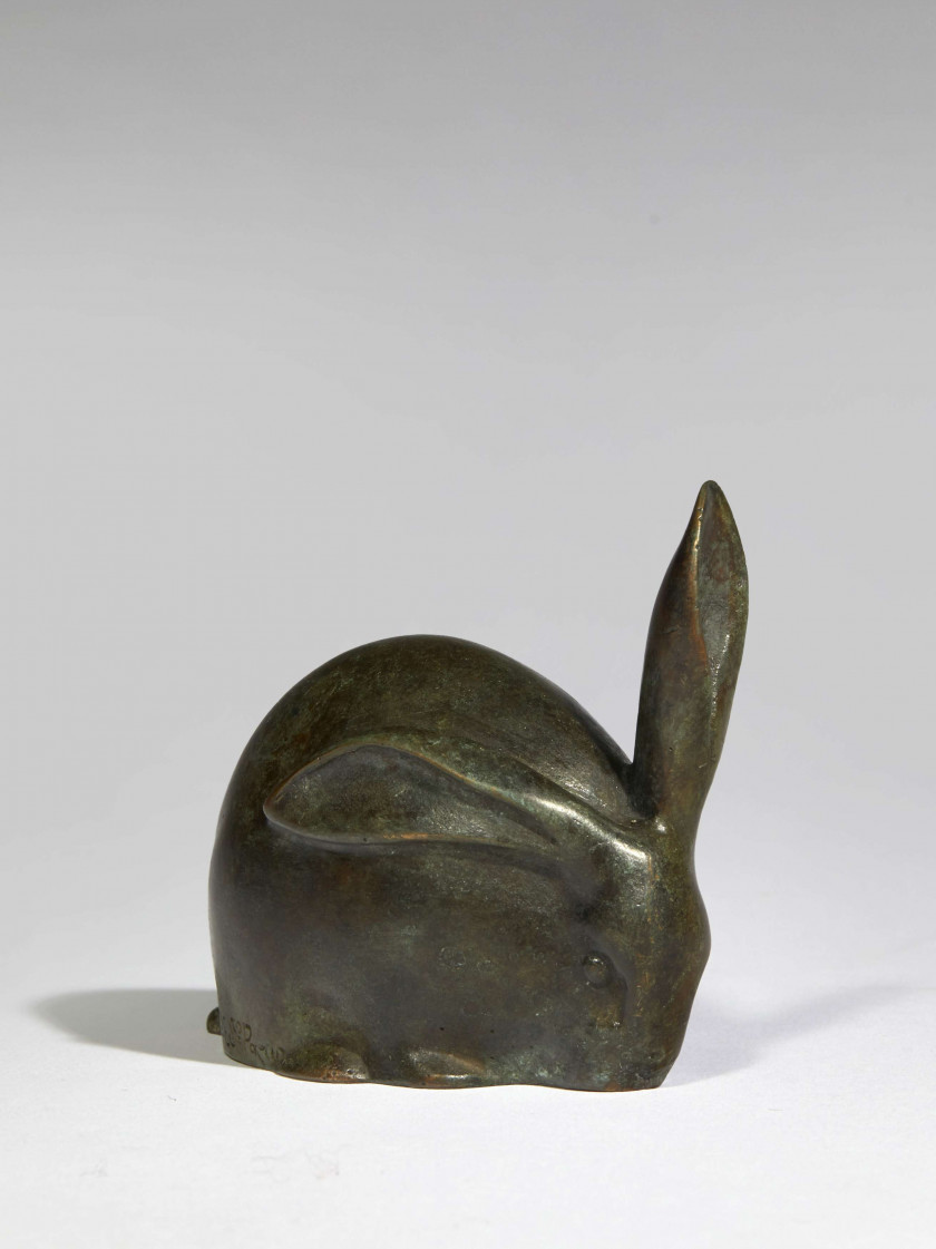 Edouard-Marcel SANDOZ (1881 - 1971) "Lapin, une oreille dressée" - Circa 1919-1930