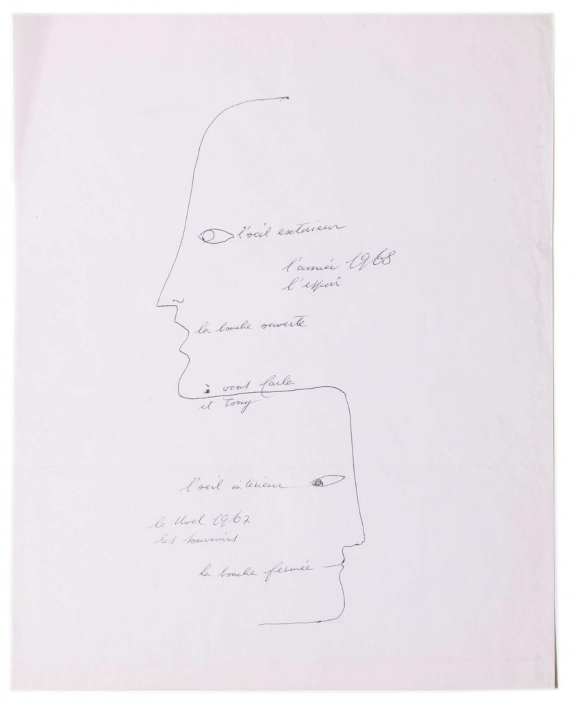 Gio PONTI (1891 - 1979) Lettre dessinée - 1967 Stylo sur papier