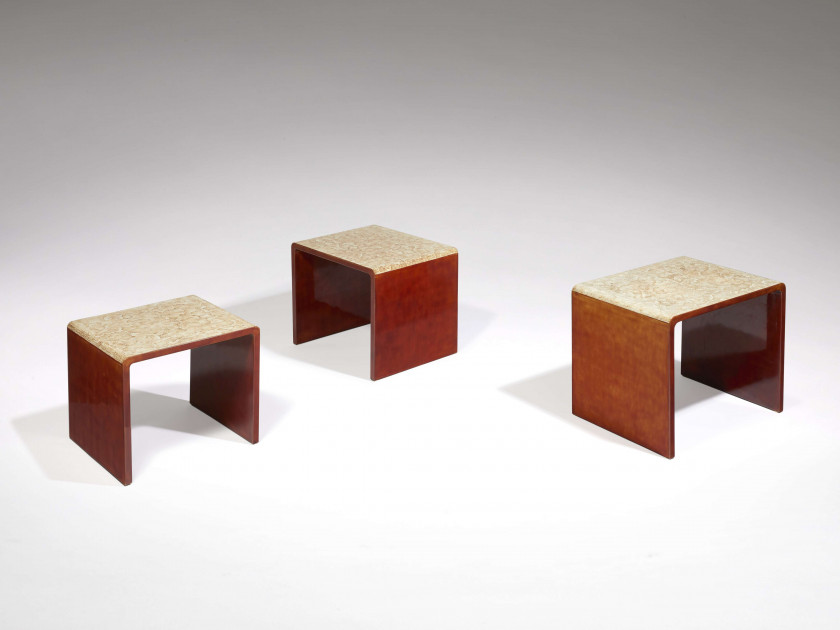 Jean DUNAND (1877-1942) Trois tables gigognes - Circa 1925