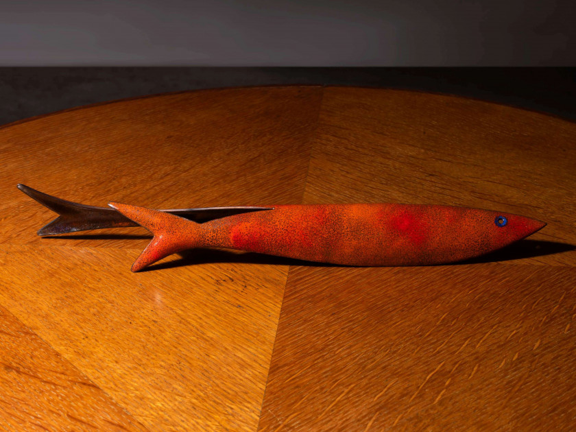 Gio PONTI (1891 - 1979) «Pesce» – Circa 1950 Email sur cuivre