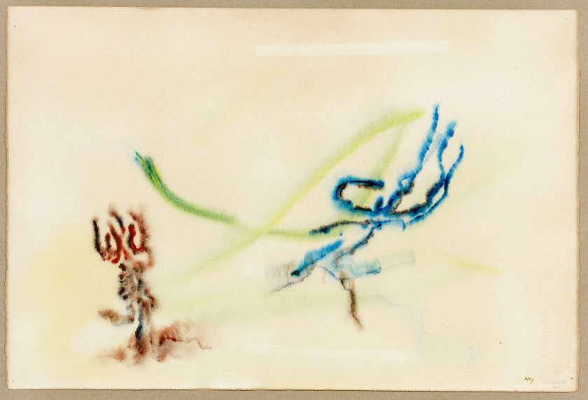 Henri MICHAUX (1899 - 1984) SANS TITRE - 1962 Technique mixte sur papier