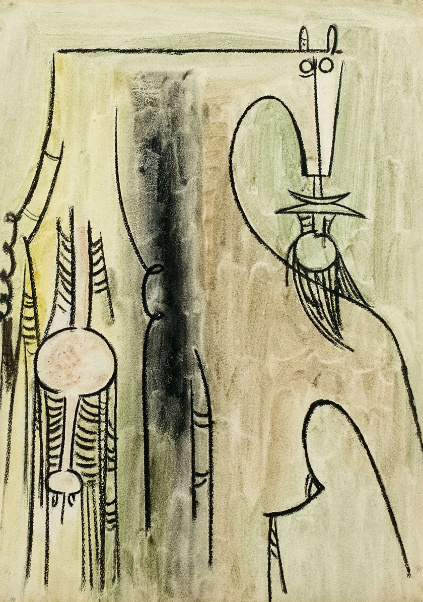 Wifredo LAM (1902 - 1982) SANS TITRE - 1962 Pastel sur papier