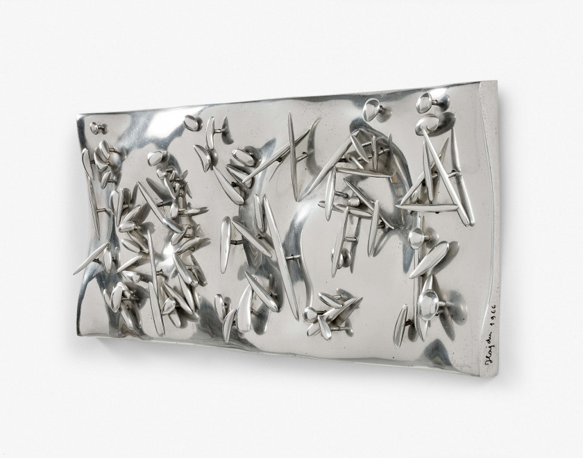 Etienne HAJDU (1907 - 1996) AGE TRANSLUCIDE - 1966 Haut-relief en aluminium poli