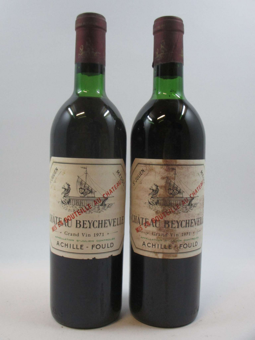 7 bouteilles CHÂTEAU BEYCHEVELLE 1971 4è GC Saint Julien (légèrement bas
