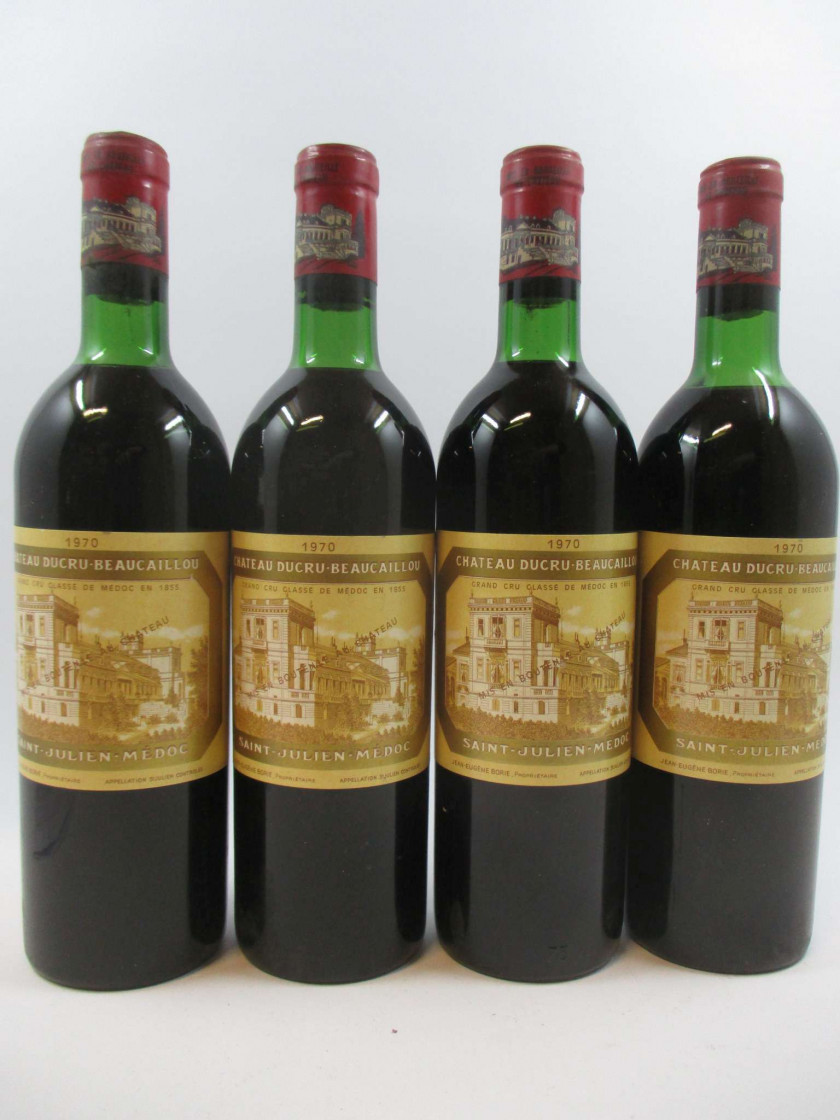4 bouteilles CHÂTEAU DUCRU BEAUCAILLOU 1970 2è GC Saint Julien (3 légèrement bas