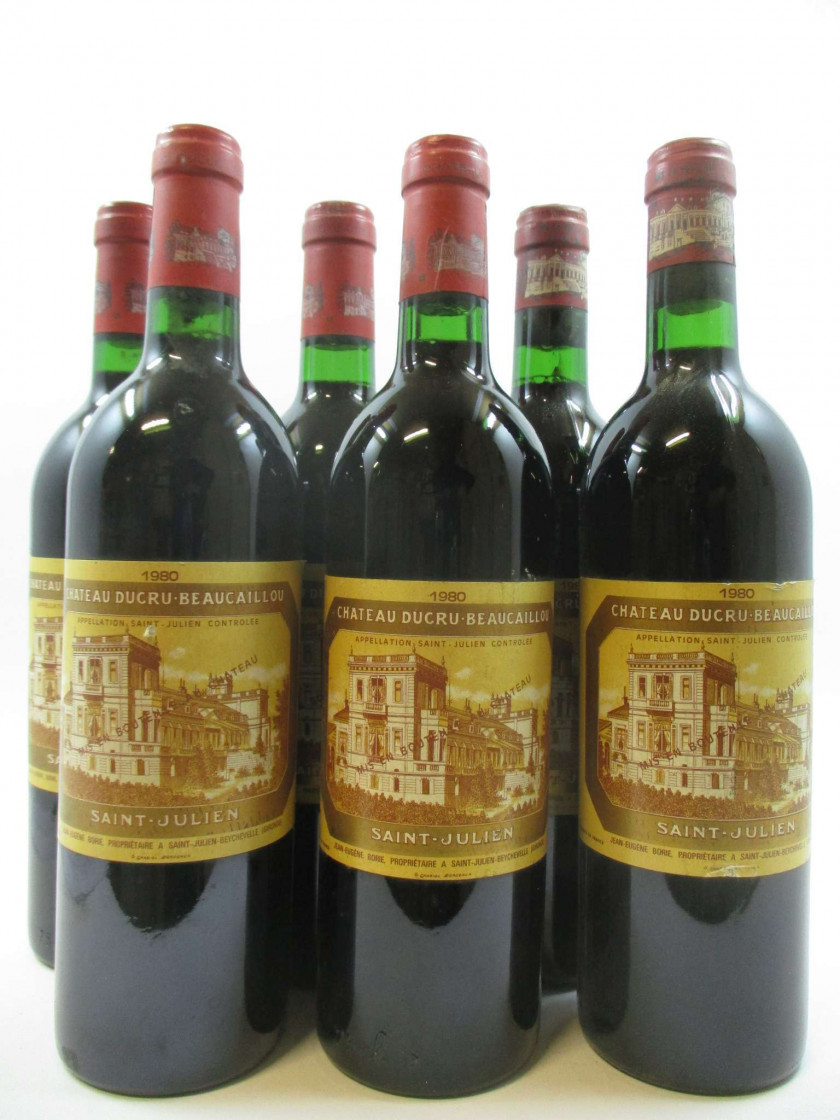 6 bouteilles CHÂTEAU DUCRU BEAUCAILLOU 1980 2è GC Saint Julien (étiquettes léger abimées