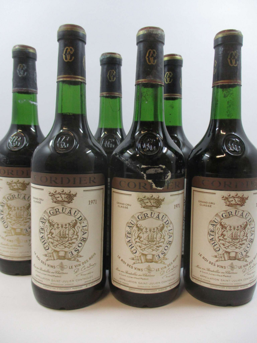 6 bouteilles CHÂTEAU GRUAUD LAROSE 1971 2è GC Saint Julien (3 à 3