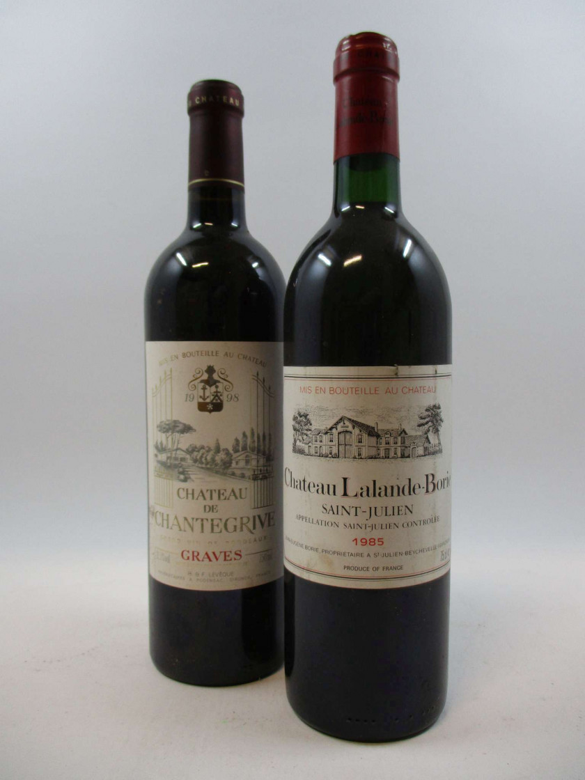 12 bouteilles 6 bts : CHÂTEAU LALANDE BORIE 1985 Saint Julien (base goulot, étiquettes sales)