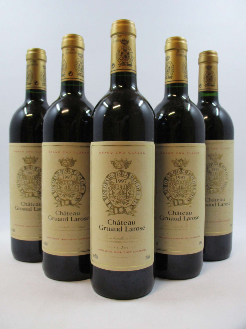5 bouteilles CHÂTEAU GRUAUD LAROSE 1997 2è GC Saint Julien (étiquettes fanées)
