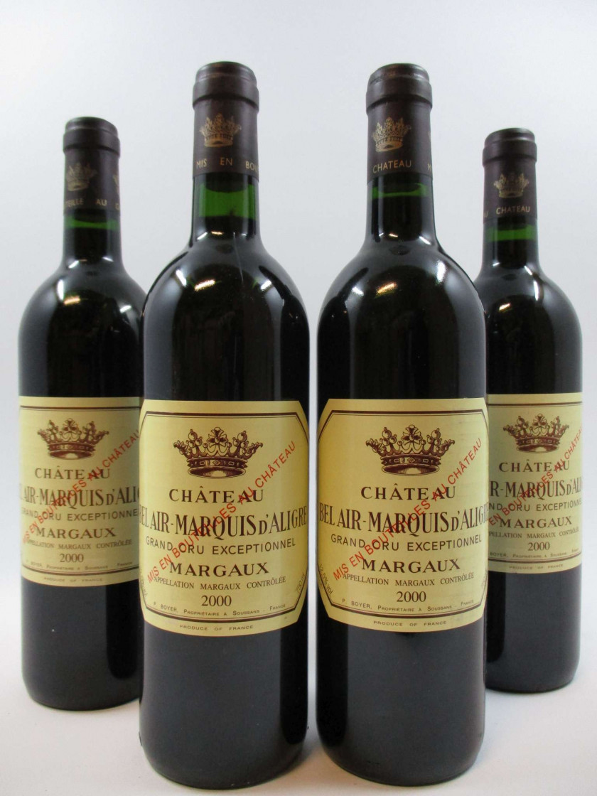 4 bouteilles CHÂTEAU BELAIR MARQUIS D'ALIGRE 2000 Margaux