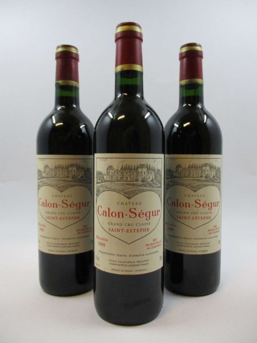 6 bouteilles CHÂTEAU CALON SEGUR 1999 3è GC Saint Estèphe (étiquettes fanées)