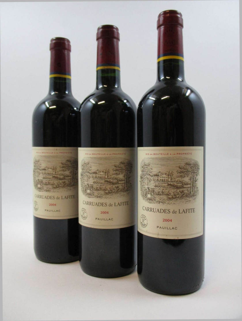 3 bouteilles CARRUADES DE LAFITE 2004 Pauillac (étiquettes fanées)