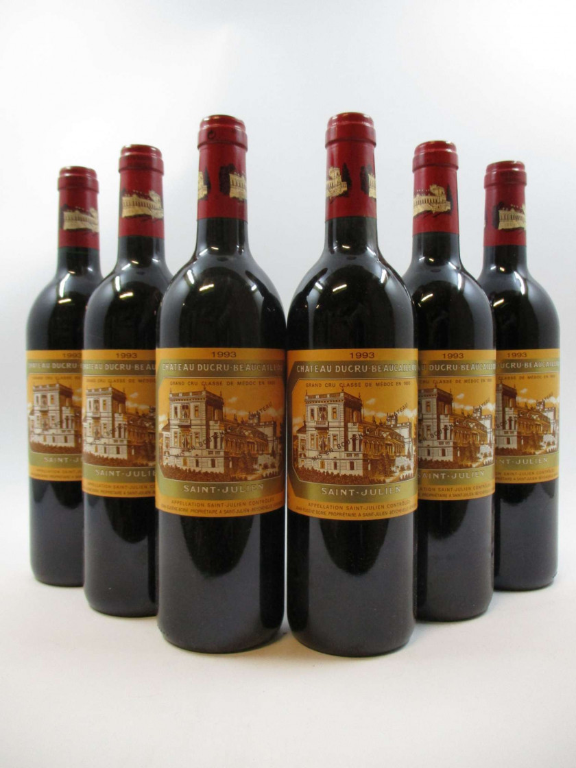 6 bouteilles CHÂTEAU DUCRU BEAUCAILLOU 1993 2è GC Saint Julien (étiquettes fanées)
