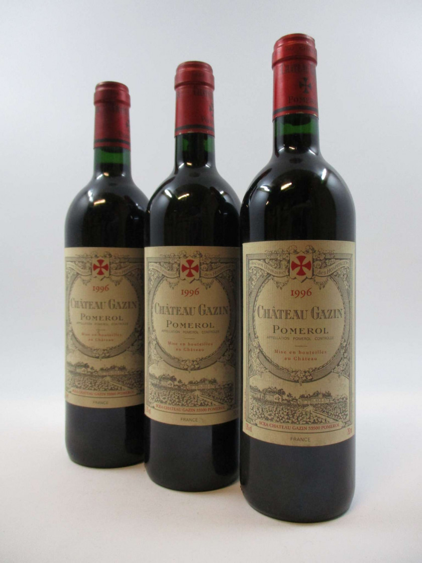 6 bouteilles CHÂTEAU GAZIN 1996 Pomerol  (étiquettes fanée)