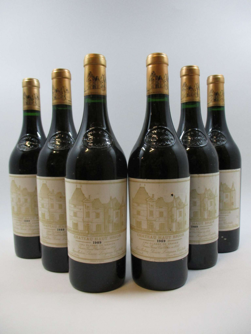 6 bouteilles CHÂTEAU HAUT BRION 1989 1er GC Pessac Léognan (étiquettes fanées