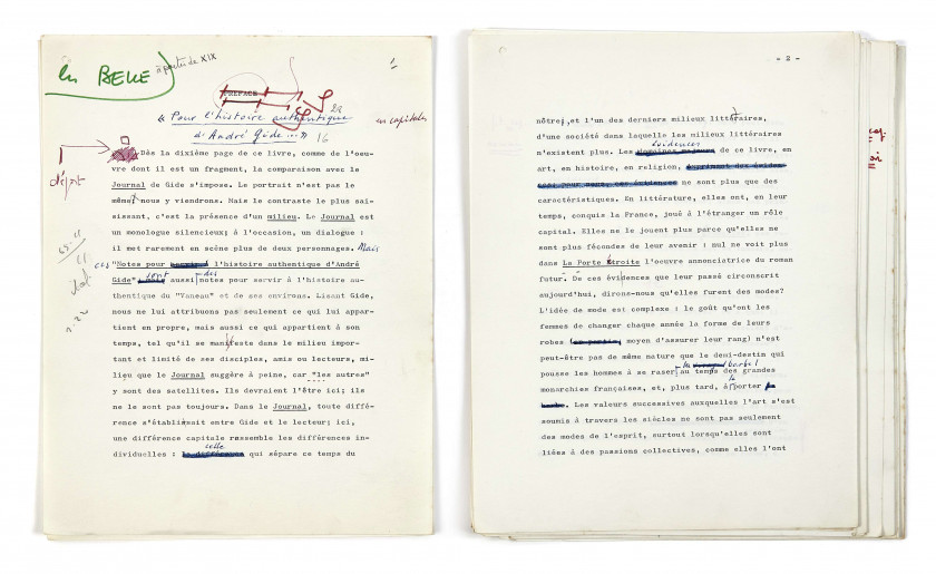 André MALRAUX 1901-1976 Préface pour Les Cahiers de la Petite Dame : notes autographes, manuscrit, dactylographie et épreuves abonda...