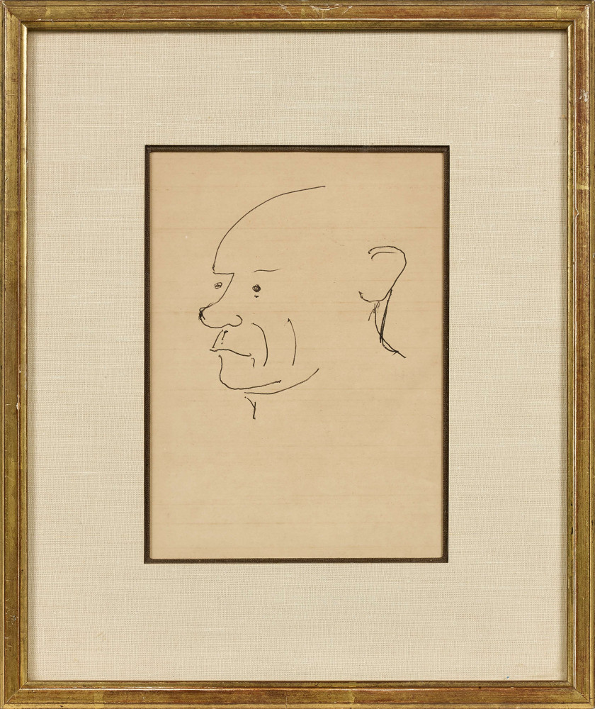 André MALRAUX 1901-1976 Ensemble de trois caricatures de Pablo Picasso - Circa 1974 Encres sur papier