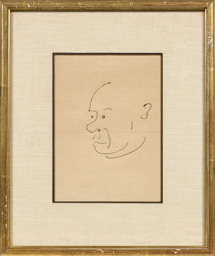 André MALRAUX 1901-1976 Ensemble de trois caricatures de Pablo Picasso - Circa 1974 Encres sur papier