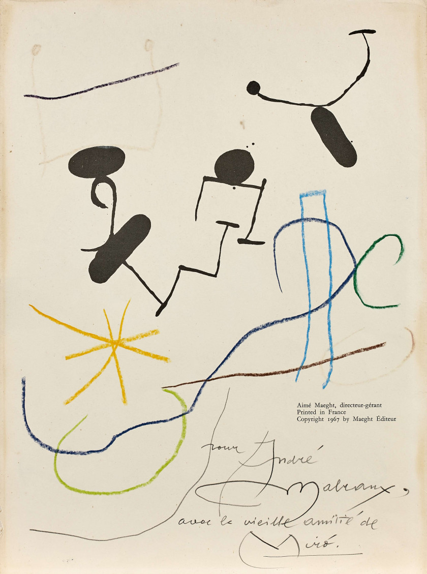 Joan MIRO 1893-1983 Sans titre - 1967 Pastel et feutre sur papier (page imprimée de Derrière le miroir)