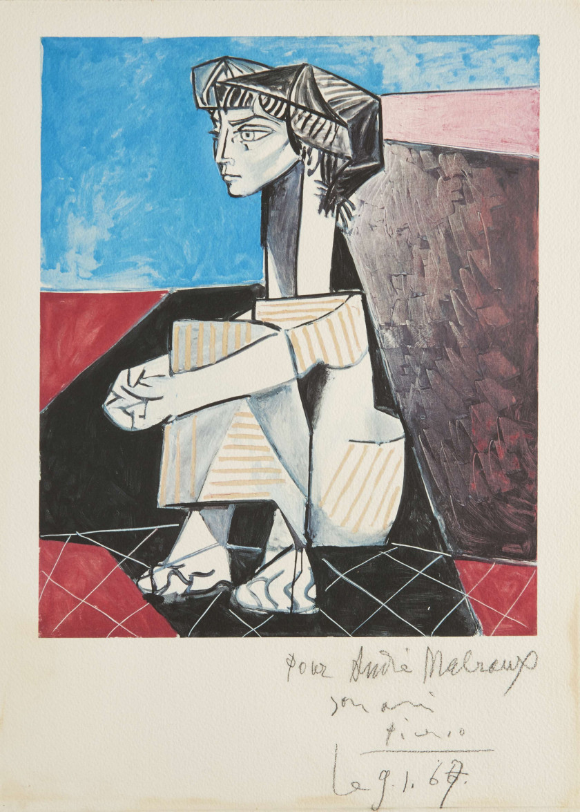 Pablo PICASSO 1881-1973 Portrait de Jacqueline aux mains croisées - 1954