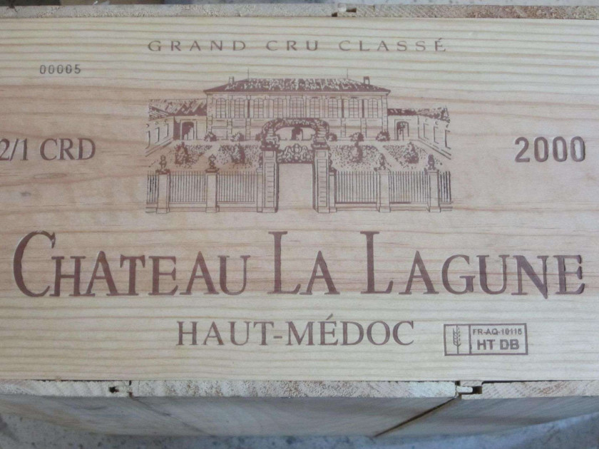 12 bouteilles CHÂTEAU LA LAGUNE 2000 3è GC Haut Médoc Caisse bois d'origine
